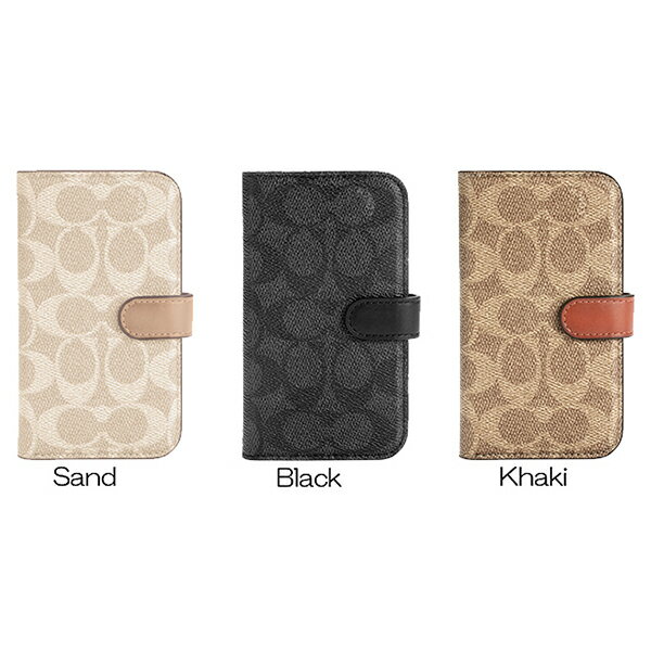 【アウトレット】COACH コーチ iPhone12mini ケース カバー スマホケース Folio Case Signature C Sand ブランド おしゃれ 手帳型 手帳 Black ブラック