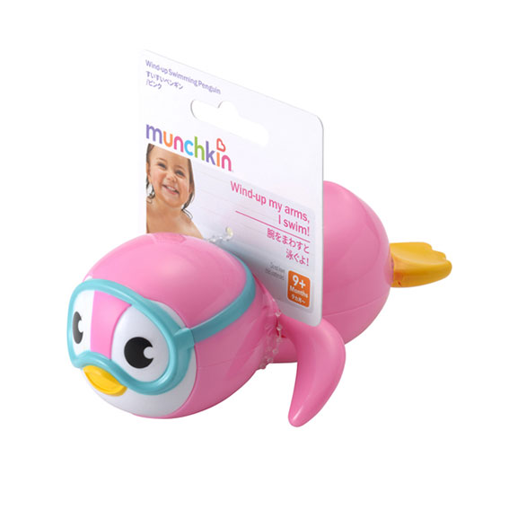 モイベビーの【マンチキン】すいすいペンギン ピンク【TYMU11386】ダッドウェイ お風呂のおもちゃ｜アングル2