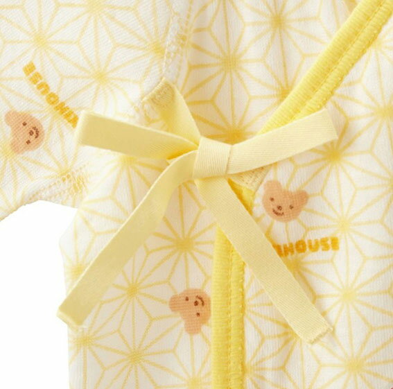 ミキハウス ピュアベール ニットガーゼ短肌着 50【40-2194-822】04 イエロー くま 新生児 【ゆうパケット選択可】