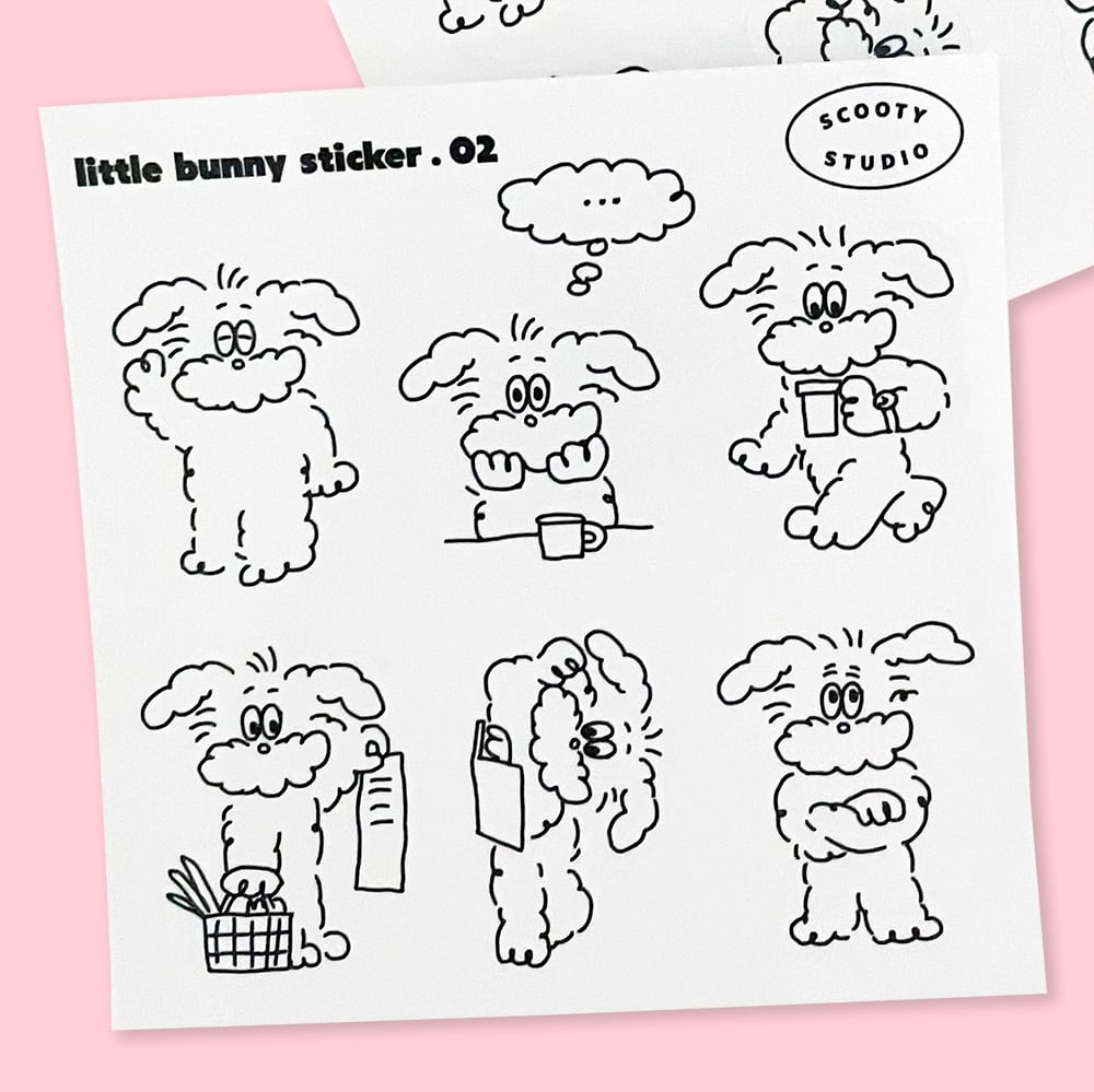 [scooty studio] little bunny ステッカー（全3種/2シート入り）　韓国雑貨 韓国文房具 ステッカー