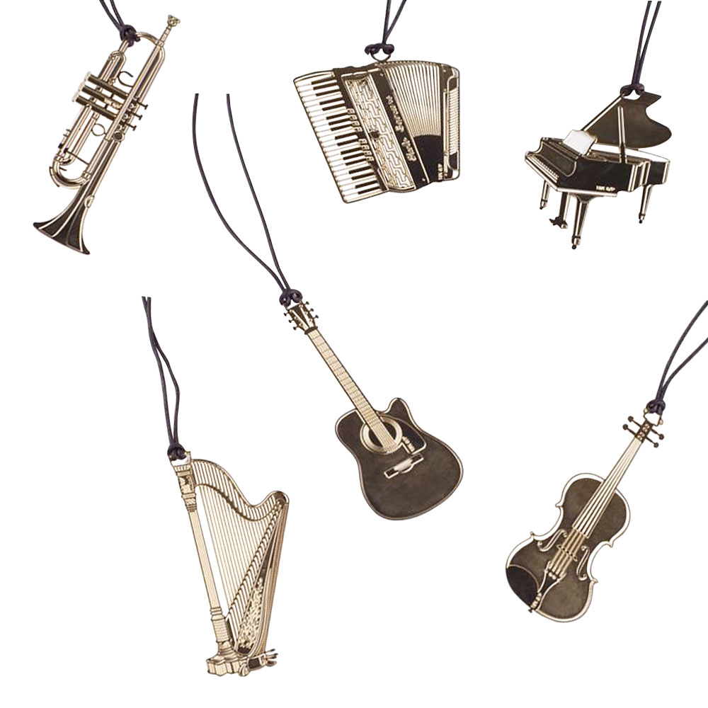 最短当日出荷◆しおり ブックマーク 楽器 6つセット ゴールド 金属 音楽 好きの方への プレゼント にも (ギター/バイオリン/ハープ/ピアノ/トランペット/...