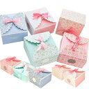 最短当日出荷◆ ラッピング 5種 10枚セット (リボン付) 高さ9cm×横14.5cm×奥行14.5cm ギフト バッグ ボックス 大量 徳用/ピンク小花柄 ...