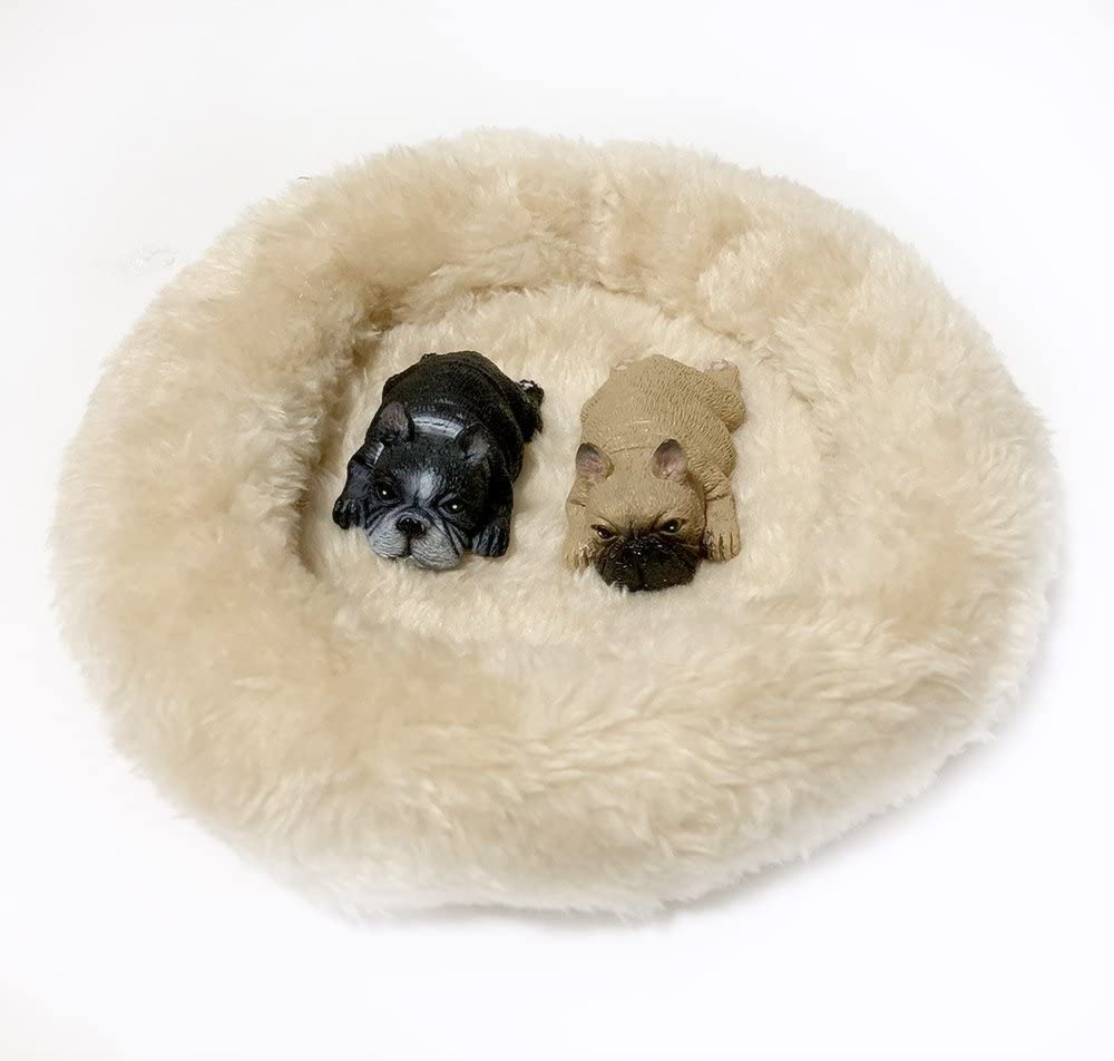 【P5倍!!】最短当日出荷◆ フィギュア 置物 オーナメント マグネット 犬 わんこ ふわふわ ベッド付 ドッグ リアル 本物そっくり 磁石 (うつぶせ フレン...