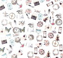 【P5倍&2点以上350円OFF!!】最短当日出荷◆シール フレークシール | レトロ アンティーク 蝶 ちょうちょ 手紙 鳥 鍵 羽 | 物語 92枚セット