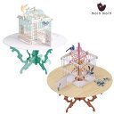 【P10倍&2点以上8%OFF!!】メッセージ カード +封筒 × 2種セット 3D 立体 飛び出す/テーブルの上の小鳥 手紙を届ける バード 鳥かご グリーン...