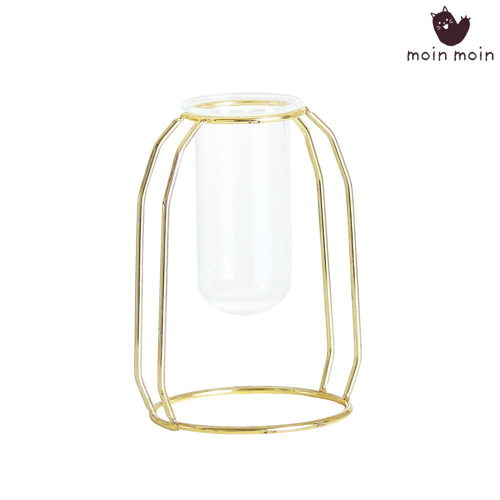 最短当日出荷◆フラワーベース 花瓶 一輪挿し 幅11×高さ16cm ワイヤー フレーム ガラス おしゃれ インテリア 北欧 フラスコ 金属枠 透明 ポット 植木...