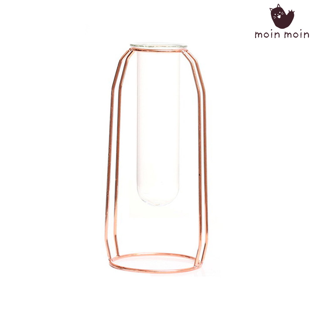 最短当日出荷◆フラワーベース 花瓶 一輪挿し 幅10.5×高さ24cm ワイヤー フレーム ガラス おしゃれ インテリア 北欧 フラスコ 金属枠 透明 ポット ...