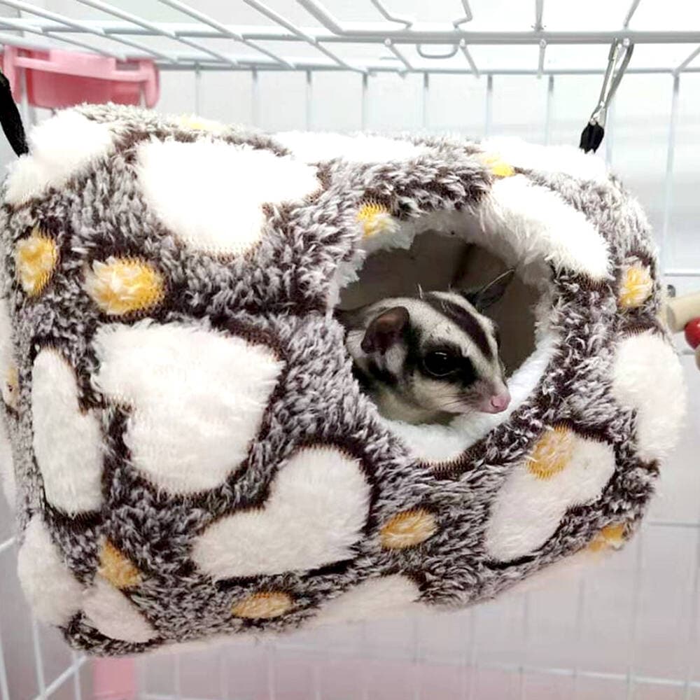 最短当日出荷◆ゴールデン ハムスター キンクマ リス モモンガ 鳥 インコ 小動物 ハウス ハート 丸太 つり下げ 2Way ベッド 家 ペット ブラウン ピン...