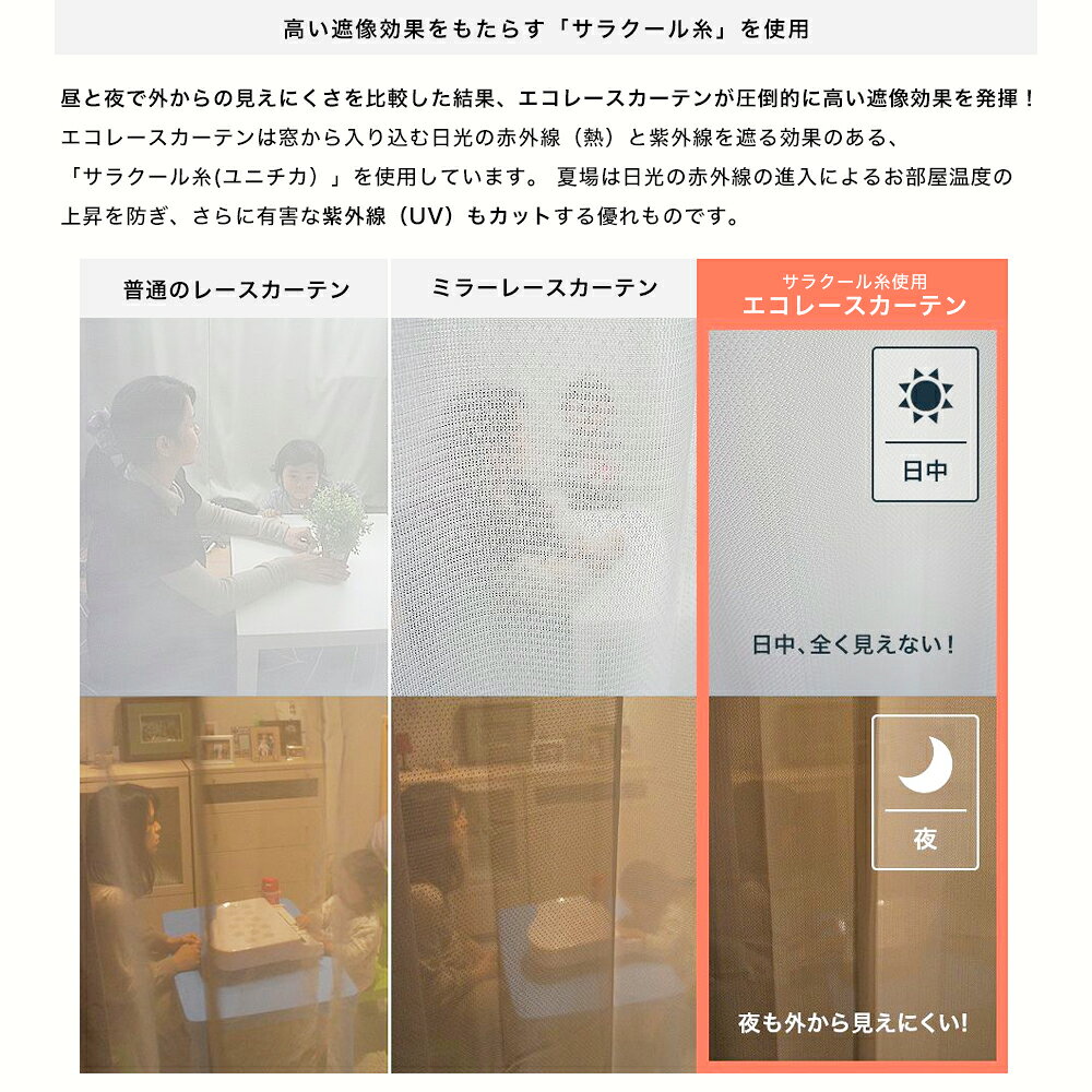 [マラソン限定クーポン配布] レースカーテン ミラー 昼も夜も見えにくい ミラーレ...