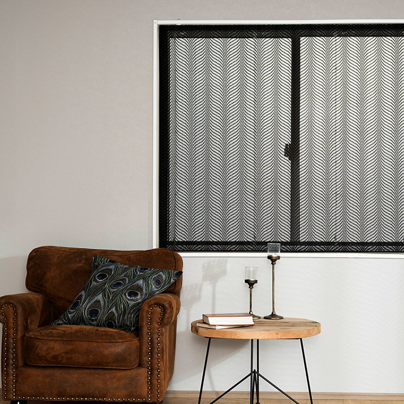 ローマンシェード ブラック サイズオーダー I型 幅91〜140cm 丈101〜150cm 【RB464】 レーヴェ [1枚] おしゃれ 防炎 ブラックレース 黒 ブラック OKC5