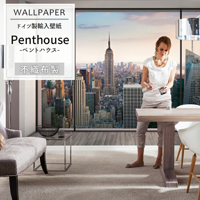 輸入壁紙 アクセントクロス ドイツ製インポート壁紙 Penthouse「ペントハウス」 ［輸入壁紙 デザイン おしゃれ 不織布 フリース 壁紙 クロス のり付き DIY リフォーム 風景 撮影 店舗 装飾 インテリア 内装］ CSZ