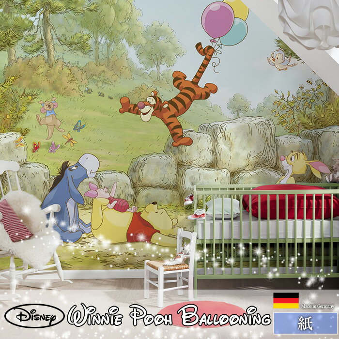 [スーパーセール10%OFF] 輸入壁紙 アクセントクロス ドイツ製インポート壁紙 【8-460】Winnie Pooh Ballooning［輸入壁紙 デザイン おしゃれ 海外 外国 紙 壁紙 クロス のりあり DIY リフォーム ディズニー プー ティガー ピグレット イーヨ くまのプー 子供部屋] CSZのサムネイル