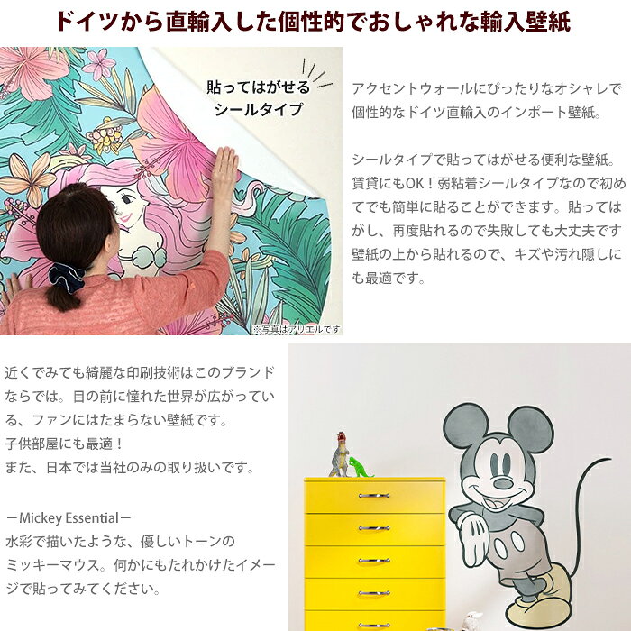 壁紙 シールタイプ 貼ってはがせる アクセントクロス ディズニー ミッキーマウス ...