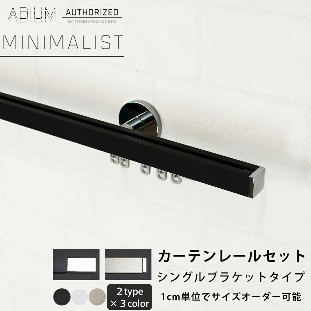 アイアンカーテンレール シングルセット 0.5～6mまで [1cm単位サイズオーダー おしゃれ 高級感 シンプル 高級 男前 カーテン レール ハイエンド ドイツ製 ADIUM アディウム MINIMALIST ミニマリスト] H-N-0