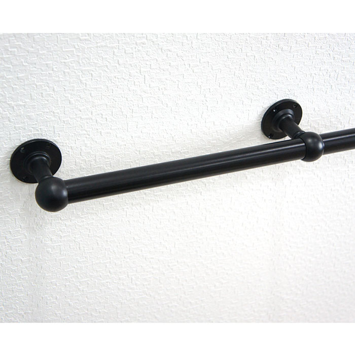 [お買い物マラソン限定クーポンあり] パイプ用ブラック首長ブラケット通/32mm［DIY クローゼット ハンガーパイプ 手すり 棚 タオル掛け］ JQ 2