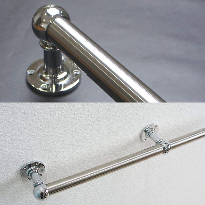 パイプ用クローム首長ブラケット止/25mm［DIY クローゼット ハンガーパイプ 手すり 棚 タオル掛け］ JQ