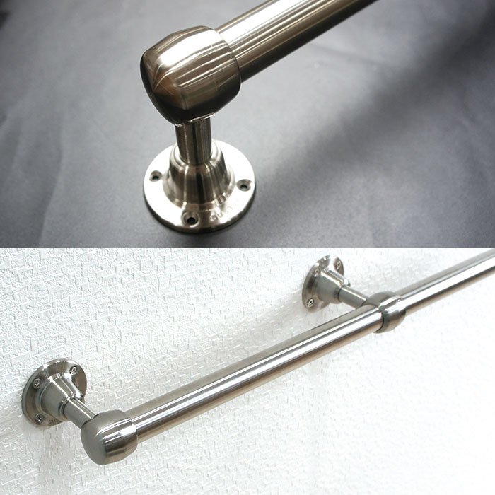 パイプ用ステンレススィート首長ブラケット止/25mm/パイプが回転しにくいゴムストッパー付 ［DIY クローゼット ハンガーパイプ 手すり 棚 タオル掛け］ JQ