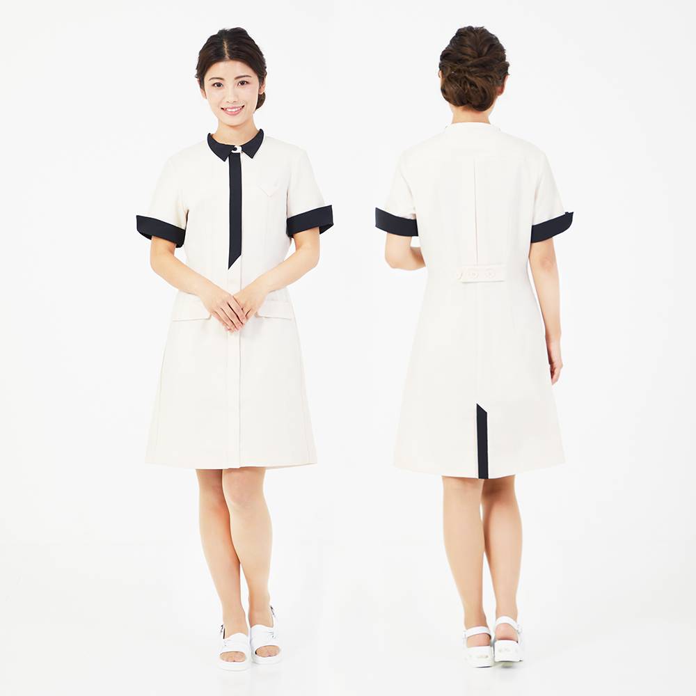 ベリエッラ ワンピースB 業務用 サロン エステ 正規品 CML シーエムエル エステユニフォーム サロン制服 作業服 シンプル クリーム×ブラック