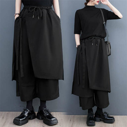 ワイドパンツ レディース アシンメトリー レイヤード 重ね着風 パンツ ボトムス 春 秋 切り替えデザイン ポケット スカーチョ ウエストゴム シンプル アシメ 変形デザイン 無地 ゆったり 体型カバー モード系 個性的 かっこいい リゾート ワイドパンツ レディース アシンメトリー レイヤード 重ね着風 パンツ ボトムス 春 秋 切り替えデザイン ポケット スカーチョ ウエストゴム シンプル アシメ 変形デザイン 無地 ゆったり 体型カバー モード系 個性的 かっこいい リゾート