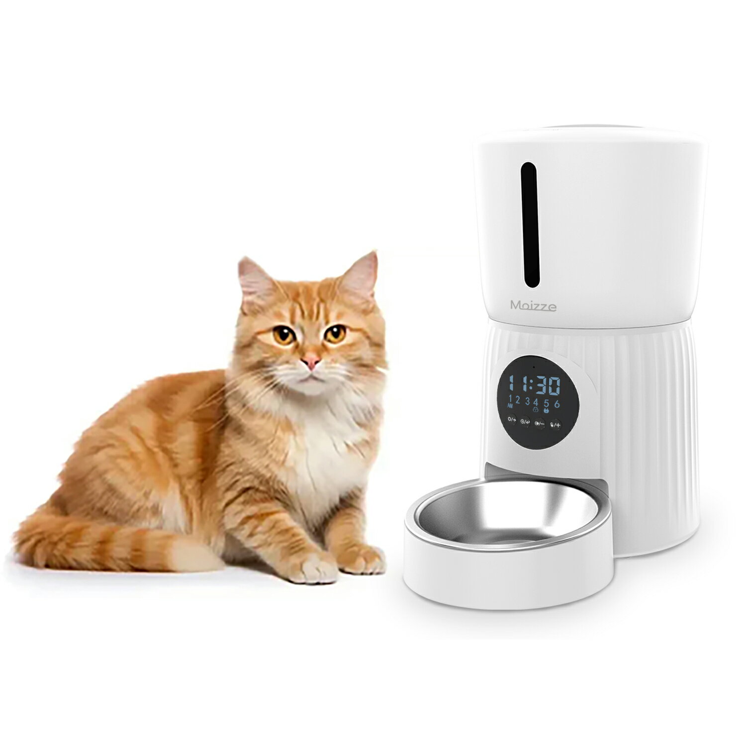 ★最大20%オフ 11/20~11/27! 自動給餌器 Moizze 多機能 猫 犬 自動餌やり機 ペット給餌機 4L録音 再生 早食い防止 簡単お手入れ 給餌記録 2WAY電源 1年保証 PET001K/T