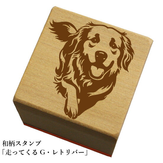 Rakuten - 和柄スタンプ「走ってくるゴールデンレトリバー」和風　かわいい　おしゃれ【ネコポス/メール便可能】