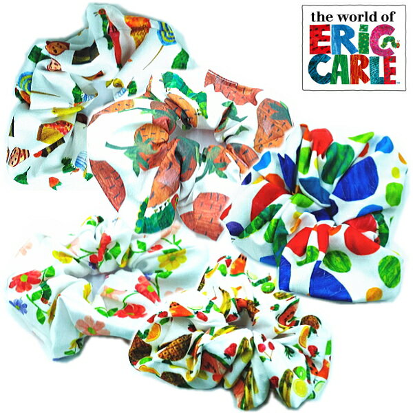 プリントシュシュ 直径約10cm はらぺこあおむし ERIC CARLE エリックカール ヘアゴム まとめ髪 かわい..