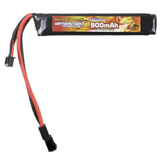 【店内全品5％オフクーポン】OPTION NO.1・HIGH POWER Li-Po 11.1V 900mAh バッファーチューブ収納ミニタイプ マッチドタイプ 【あす楽】