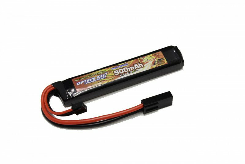 OPTION NO.1・HIGH POWER Li-Po 7.4V 900mAh バッファーチューブ収納ミニタイプ マッチドタイプ 【あす楽】