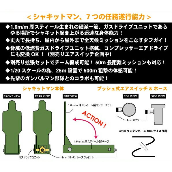 【店内全品3％オフクーポン】ガスドライブ ポップアップターゲット シャキットマン スターターセット エアガン ターゲット 的【あす楽】