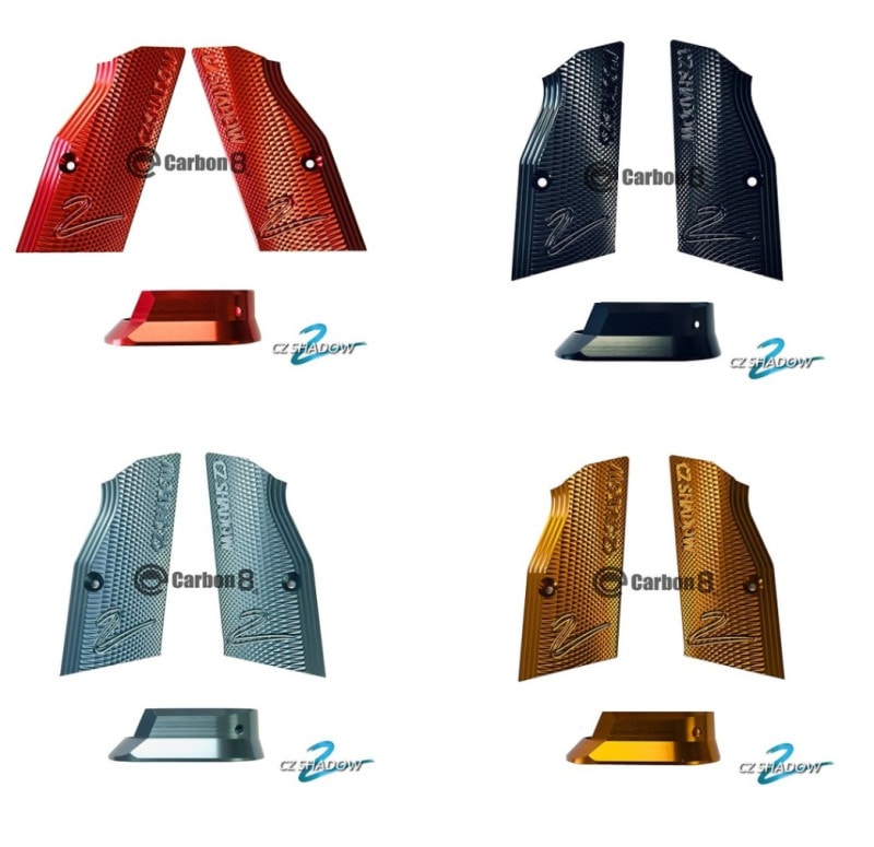 Carbon8 SHADOW-2専用 アルミニウム SHORTグリップ & マグウェル RED/ORANGE/BLACK/SKYBLUE【あす楽】