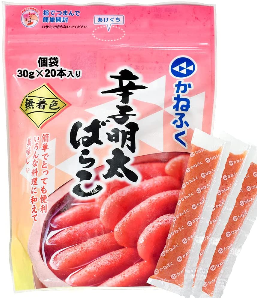 【冷凍】かねふく 無着色 辛子明太ばらこ 小分け 30g×20本