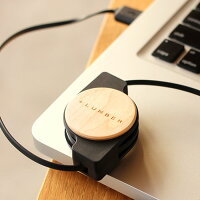 【+LUMBERブランド】microUSB・Lightning両対応、巻き取り式の木製USBケーブル「CHARGE&SYNCRETRACTABLECABLE」