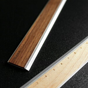 ■【+L】アルミ&木製ものさし・定規「RULER」モノサシ ウッド じょうぎ 文房具