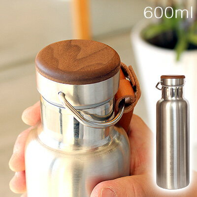 ■「+LUMBER THERMO BOTTLE 600ml」水筒 ステンレスボトル すいとう タンブラー サーモスボトル おしゃれ 名入れ 木製 木目 モク 魔法瓶 Hacoa ハコア