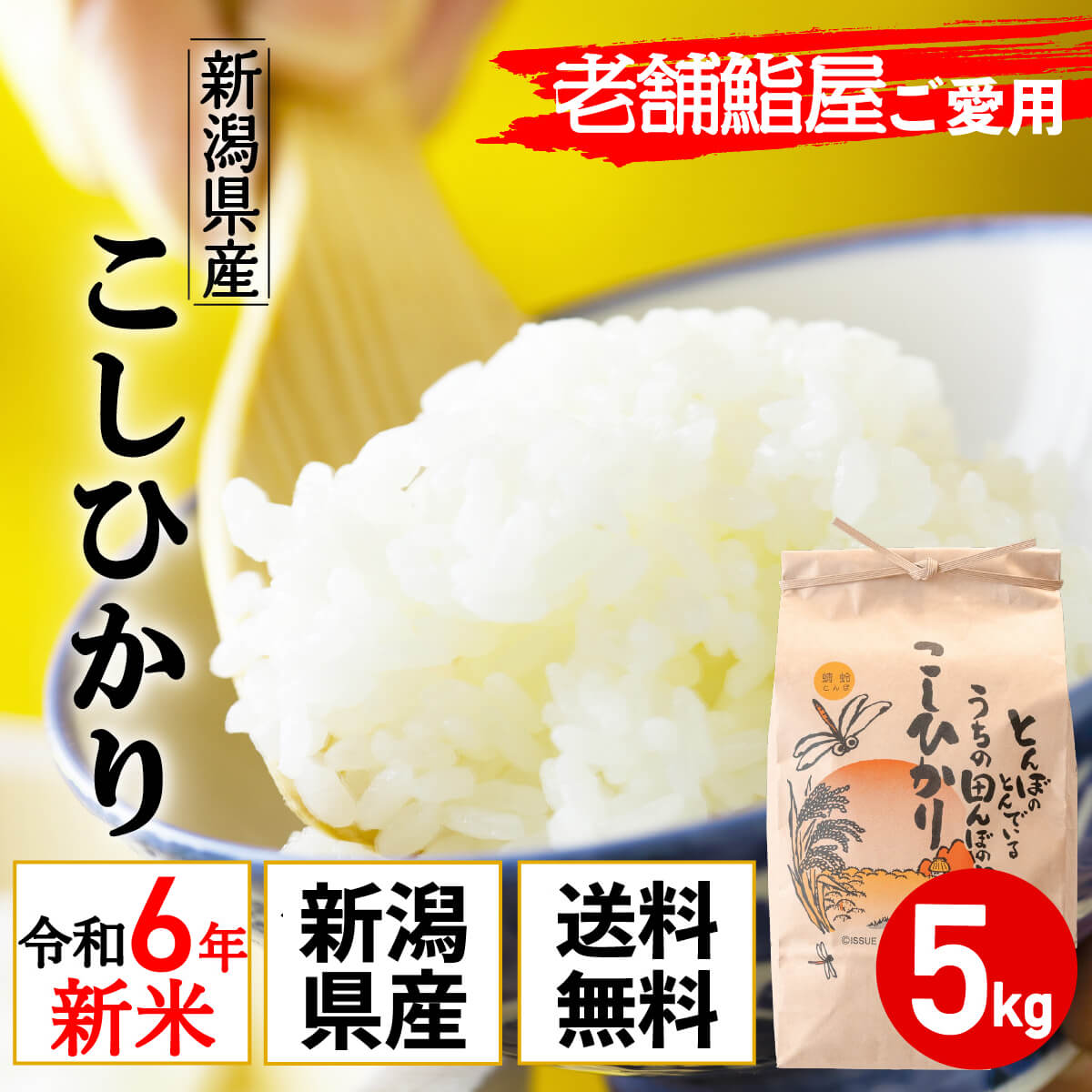 令和4年産 新潟県産 コシヒカリ 5kg 老舗江戸前鮨愛用 米 ポイント消化 特A 送料無料 (沖縄/九州/北海道除く) 有機肥料 産地直送 産直 農家直送 おいしい 安心 発送日当日精米 天屋商店