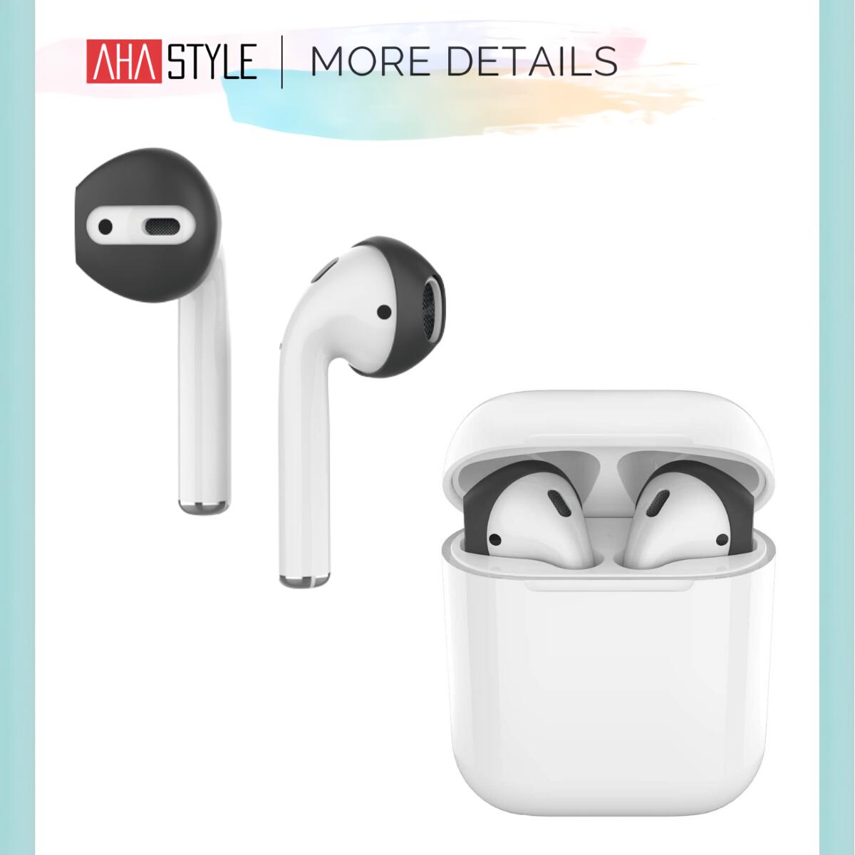 AirPods イヤーピース つけたまま 充電 イヤホン カバー パッド シリコン 落下防止 滑り止め ケースに入る エアーポッズ EarPods AirPods1 AirPods2 iPhone Apple ブラック ホワイト 黒 白 アクセサリー AHAStyle