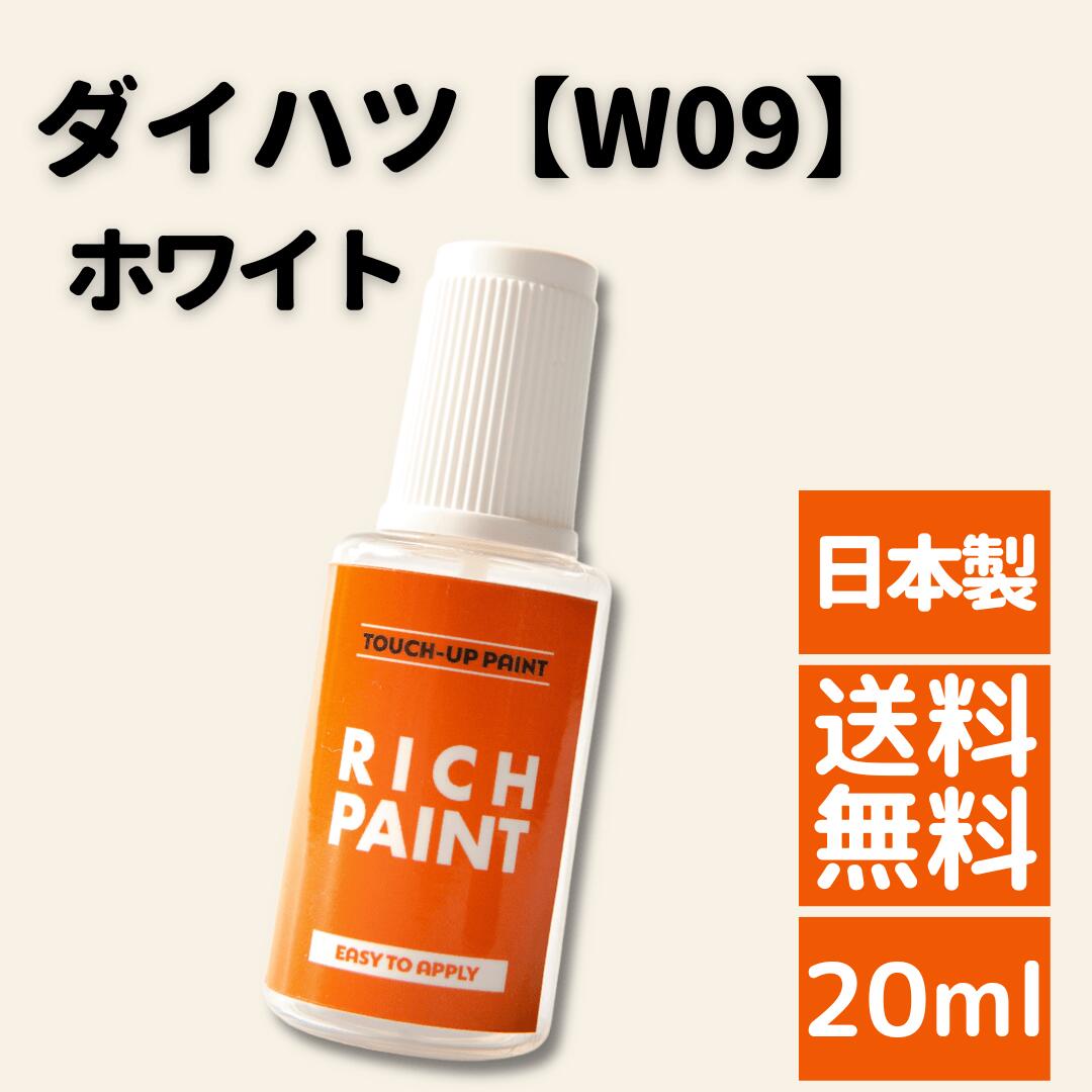ロックペイント ダイハツ ホワイト W09 車 希釈なし タッチペン タッチアップペン タント ミライース DIY 補修 ボディ 傷 キズ ペン RICHPAINT