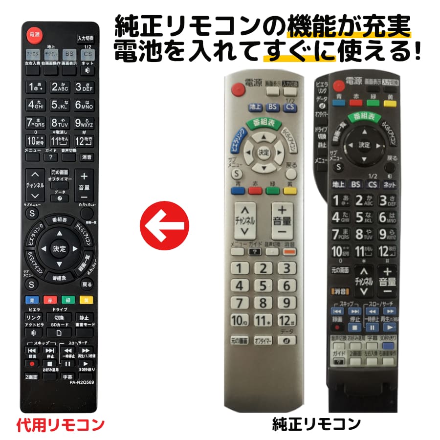 パナソニック テレビ リモコン ビエラ N2QAYB000569 N2QAYB000588 N2QAYB000537 N2QAYB000545 Panasonic VIERA 代用リモコン REMOSTA