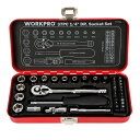 WORKPRO ソケットレンチセット ガレージツールセット ラチェットレンチ 差込角6.35mm(1/4インチ) クイックリリースラチェットハンドル 工具 道具...