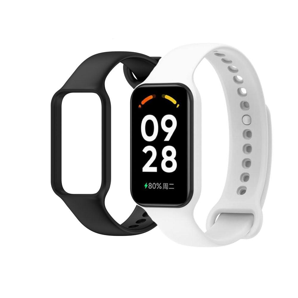 [サムコス] シャオミ Redmi Smart Band 2 交換バンド 2個セット Xiaomi Band 8 Active 換えバンド 時計ベルト TPU 柔らかい シリコン製 交換ベルト スマートウォッチ 替えベルト 通気性 防汗 防水 (黒)