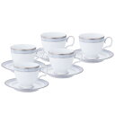 Noritake ノリタケ カップ & ソーサー セット ( コーヒー ティー 兼用) 250cc ハンプシャープラチナ 5客 ファインポーセレン F91988...