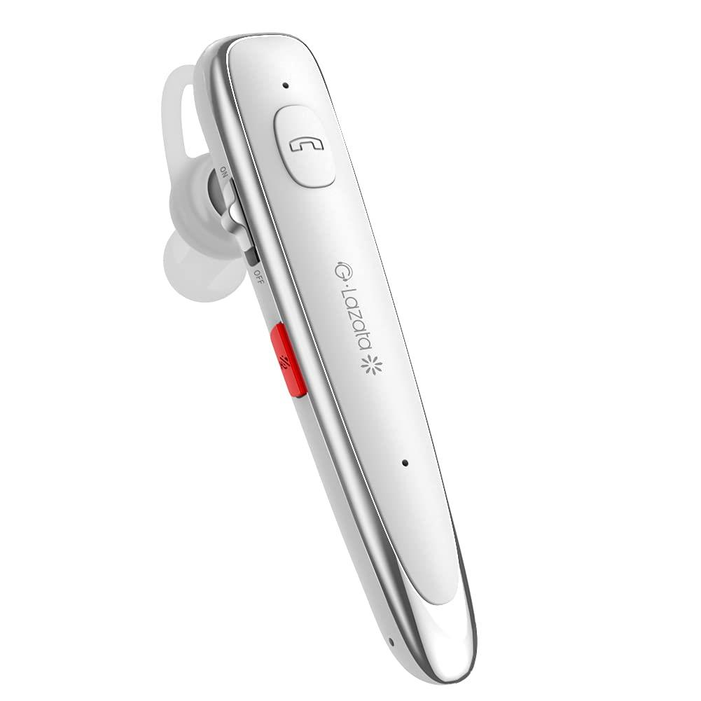 Glazata 日本語音声ワイヤレスヘッドセット Bluetoothイヤホン Qualcomm社製スマートチップ搭載【aptX & aptX HD、SBC・AAC対応 デュアルマイク通話設計 ENCノイズ低減技術 ミュート/SIRI搭載 】 MEMS高感度マイク内蔵,Scms-t,ガラケー、iOS, android, Windows対応 「白」