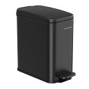 SONGMICS ゴミ箱 スリム 幅17cm 蓋付き 10L ペダル式 小さいダストボックス キッチン、リビング、洗面所隙間用 音が静か 袋が見えない 省ペース ステンレス製防水 内バケツ有り おしゃれ ブラック LTB561B10V1