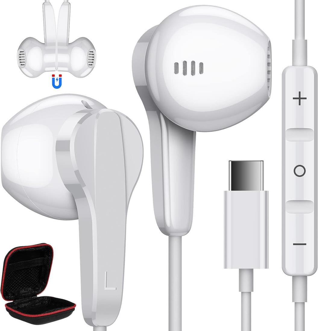 ASKUBSKU タイプc イヤホン 有線 マイク付き 磁気設計 対応 iPhone 16 Pro 