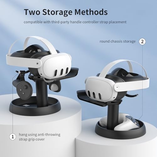 AMVR VR スタンド For Quest 3S/Quest 3/PICO 4/Vision pro/PS VR2 に対応 VR ヘッドセット アクセサリー 、Quest/Quest 2 に対応ヘッドセットおよびコントローラー用スタンド (黒)