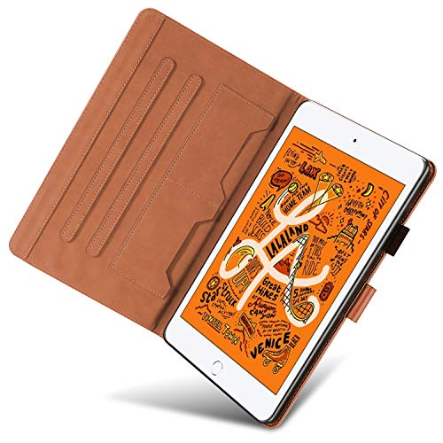 アイパッド iPadケース ipad mini5/mini4/mini3/mini2ケース ミニ7.9インチあいぱっど ケース通用可愛い動物 財布型 女性 人気 高級 PU手作り マグネットスタンド機能 カード収納 耐衝撃【適用機種：ipad mini5/mini4/mini3/mini2】-オレンジ