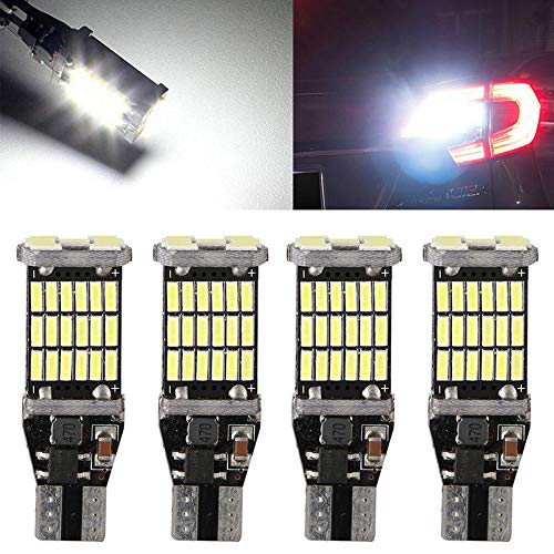 W16W T10 T15 T16 led バックランプ 爆光 キャンセラー内蔵 DC 12V 無極性 Canbus 45連 ホワイト 4個セット6000K (4個白)