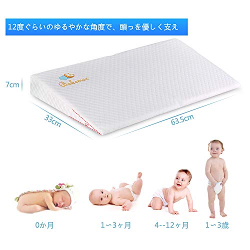 ベビー枕 斜面枕 嘔吐を防ぐ 向き癖防止 吐き戻し防止ベビー枕ベビー用品 傾斜 新生児 子供 洗える 授乳クッション 赤ちゃん 快眠 低反発ピロー 折りたたみ式斜面枕 (0ヶ月〜3歳向け) 出産祝い