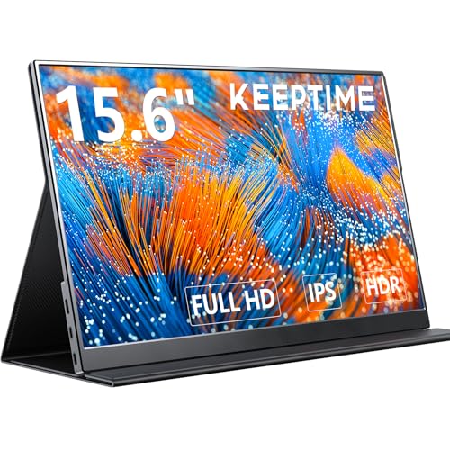 KEEPTIME モバイルモニター 15.6インチ 1920*1080 モバイルディスプレイ ポータブルモニター IPS液晶パネル 非光沢画面 薄型 軽量 マグネット保護カバー付き USB Type-C ミニHDMI PS4/XBOX/Switch/PC/Macなど対応 在宅勤務 リモートワーク