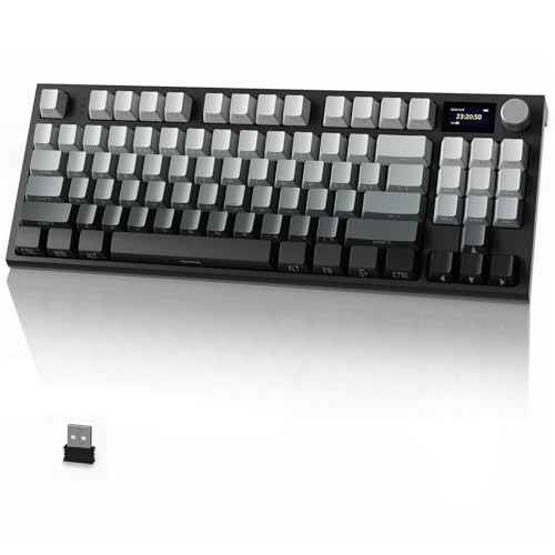 ATTACK SHARK x AJAZZ K86 メカニカルキーボード リニア ゲーミングキーボード 無線 ワイヤレス 3つの接続モード2.4G / bluetooth5.1 / USB-C TFTカラースクリーン ノブ シロナガスクジラ軸-ガスケット構造 ホットスポット 日本語説明書